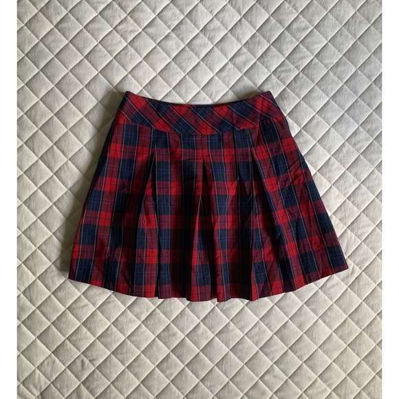 Y2K Pleated Plaid Skirt Sz 12 School Girl Academia Core Coquette Cute Classic - Picture 1 of 4